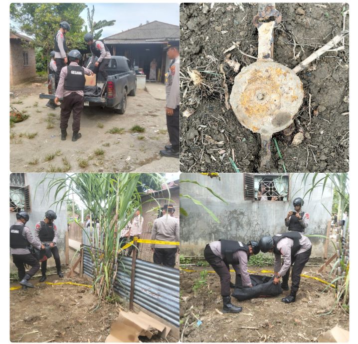 Polres Langkat Tangani Penemuan dan Disposal Ranjau Darat Peninggalan Perang di Tanjung Pura