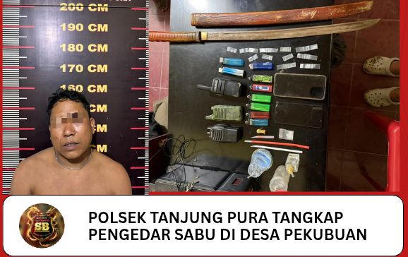 Polsek Tanjung Pura Tangkap Pengedar Sabu Di Desa Pekubuan.