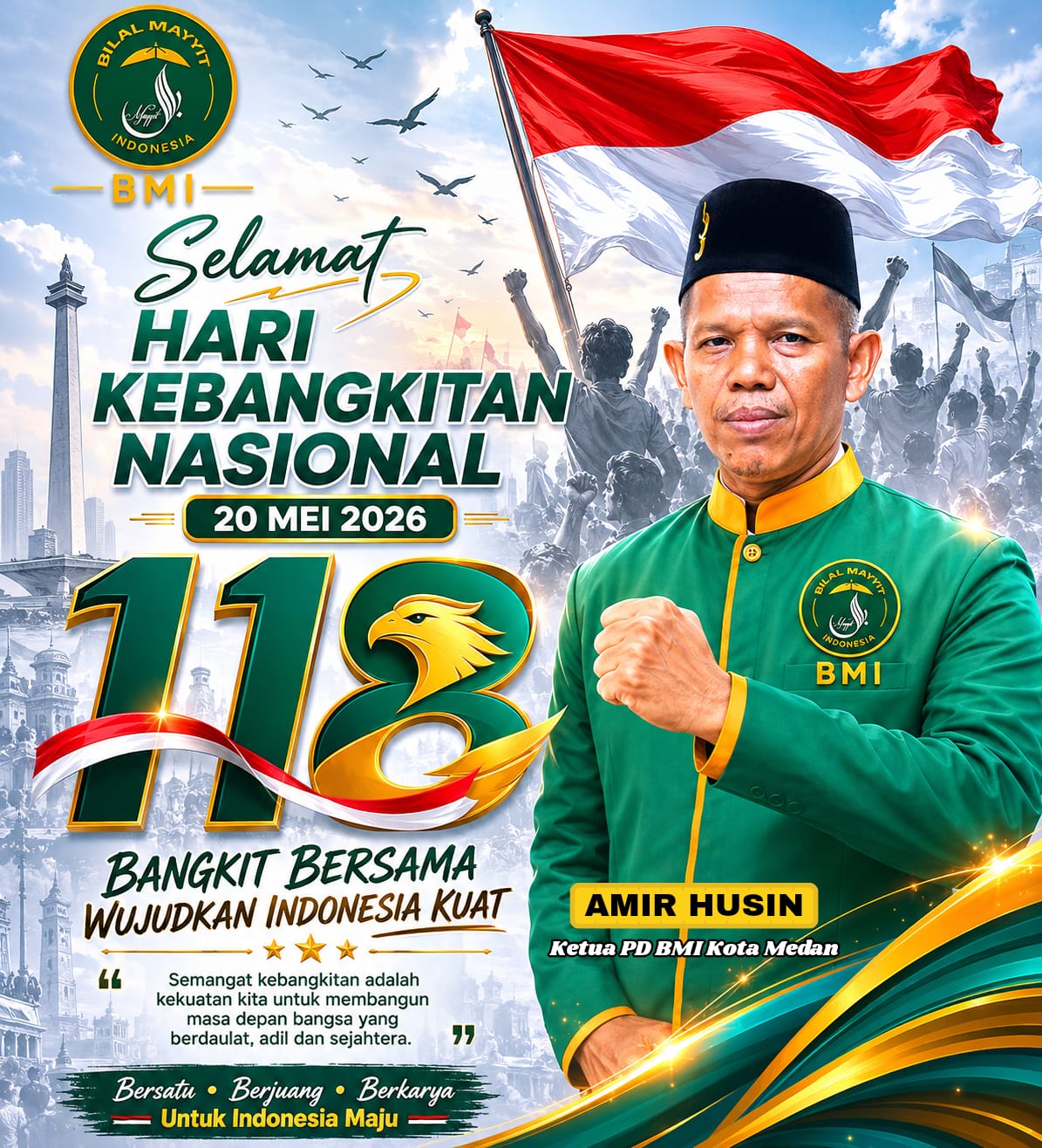 Ketua BMI Kota Medan Ucapkan Selamat Hari Kebangkitan Nasional ke-118.