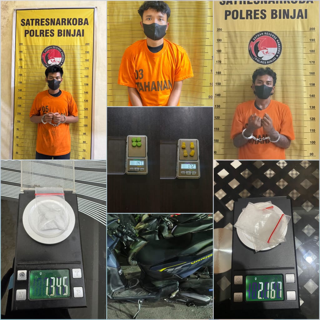 Dalam Sehari 3 Pengedar Narkoba Diamankan Polres Binjai Dari TKP Berbeda.