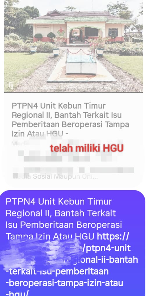 Pernyataan Manager PT PN IV Kebun Timur Madina Kembali Picu Pertanyaan Publik Soal Legalitas Lahan.