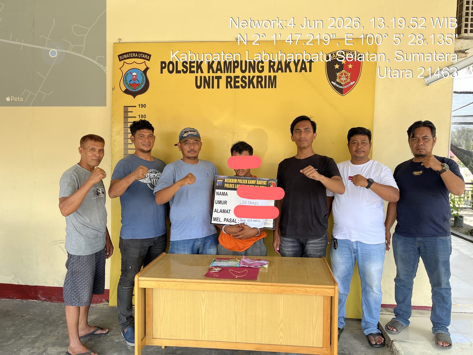 Polsek Kampung Rakyat Ringkus Pelaku Pencurian Emas dan Uang Tunai di Tanjung Medan dengan Kerugian Korban 11 Juta Lebih.