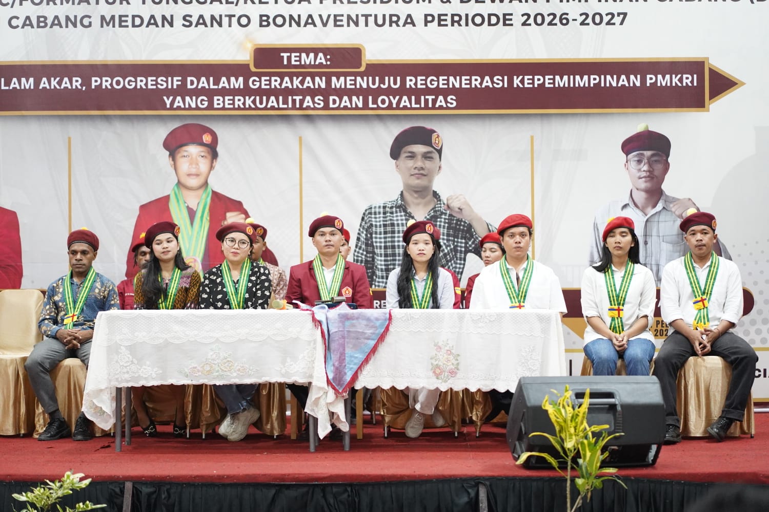 Andreas Sitanggang Resmi Dilantik Sebagai Ketua Presidium PMKRI Cabang Medan Santo Bonaventura Periode 2026–2027.