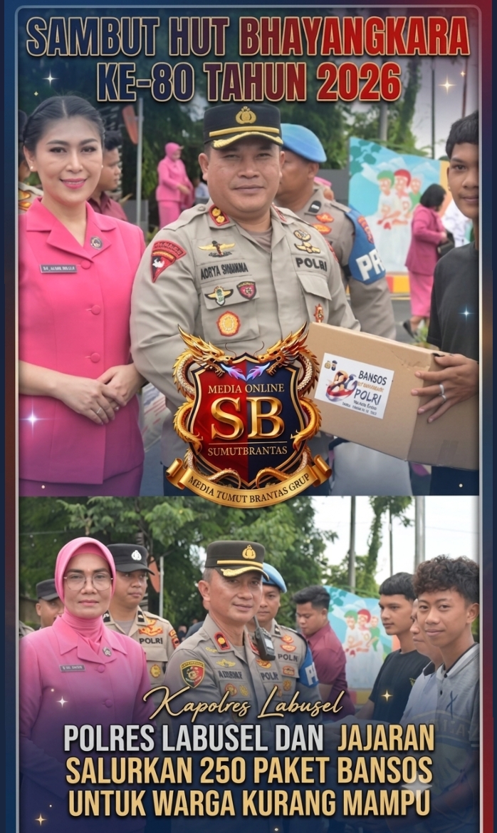 Sambut HUT Bhayangkara ke 80 Tahun 2026 , Polres Labusel dan Jajaran Salurkan 250 Paket Bansos untuk Warga Kurang Mampu