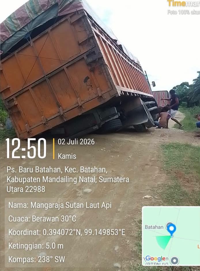 Konsultan PT Gita Cipta Siagayasa Dipertanyakan, Truk Proyek PT Bahana Krida Nusantara Kembali Diduga Sebabkan Kerusakan Jembatan di Batahan.