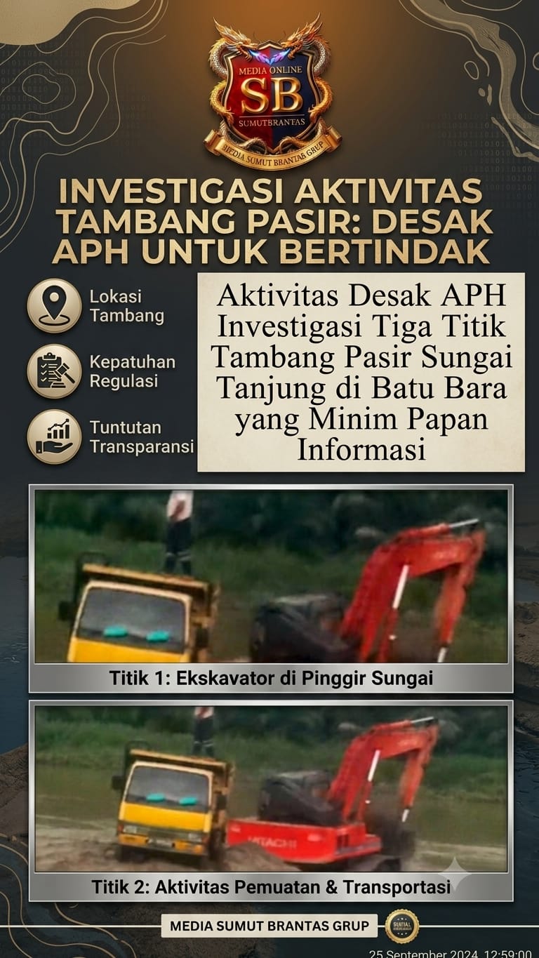 Aktivis Desak APH Investigasi Tiga Titik Tambang Pasir Sungai Tanjung di Batu Bara yang Minim Papan Informasi.