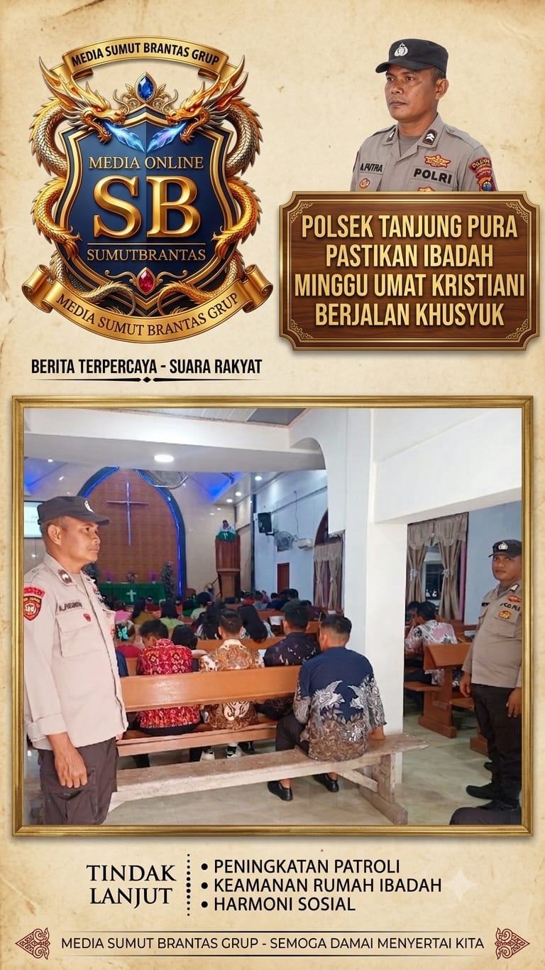 Polsek Tanjung Pura Hadir Jaga Kekhusukan Ibadah Minggu.