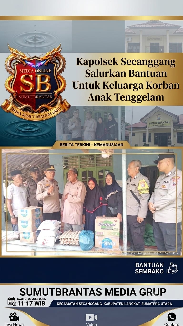 Kapolsek Secanggang Salurkan Bantuan untuk Keluarga Korban Anak Tenggelam.