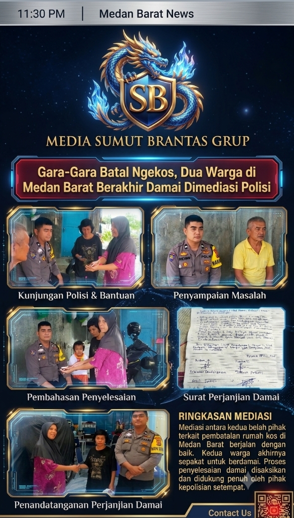 POLSEK MEDAN BARAT MEDIASI PERSELISIHAN BIAYA KOS ANTAR WARGA SECARA KEKELUARGAAN
