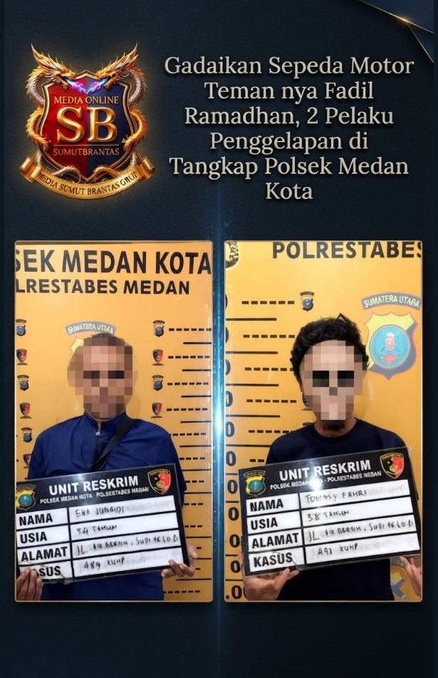 Gadaikan Sepeda Motor Teman nya Fadil Ramadhan, 2 Pelaku Penggelapan Ditangkap Polsek Medan Kota