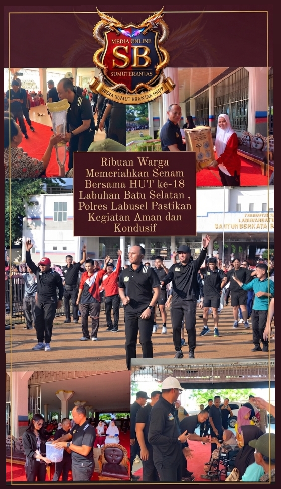 Ribuan Warga Meriahkan Senam Bersama HUT ke-18 Labuhanbatu Selatan, Polres Labusel Pastikan Kegiatan Aman dan Kondusif