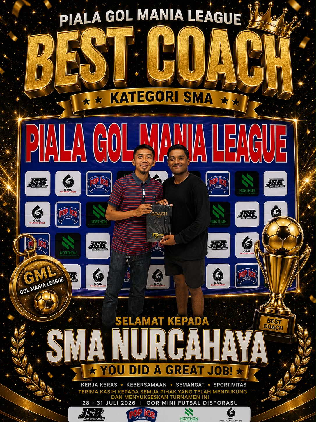 SMA Nurcahaya Borong Gelar Juara di Ajang GOL MANIA LEAGUE 2026, Tampil Dominan di GOR Disporasu