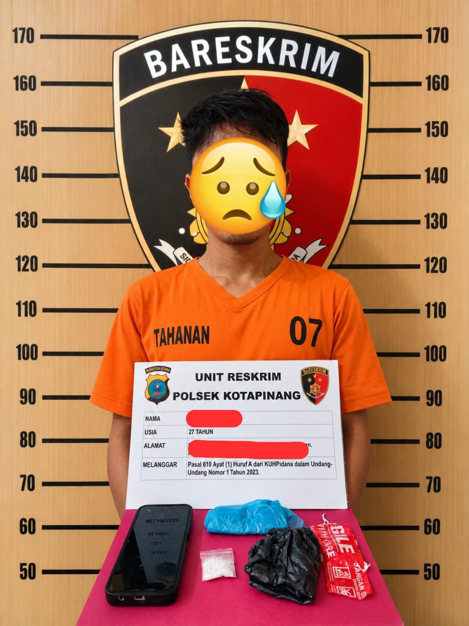 Polsek Kotapinang Bekuk Akim di Tomutua, Sabu 4,21 Gram Diamankan.