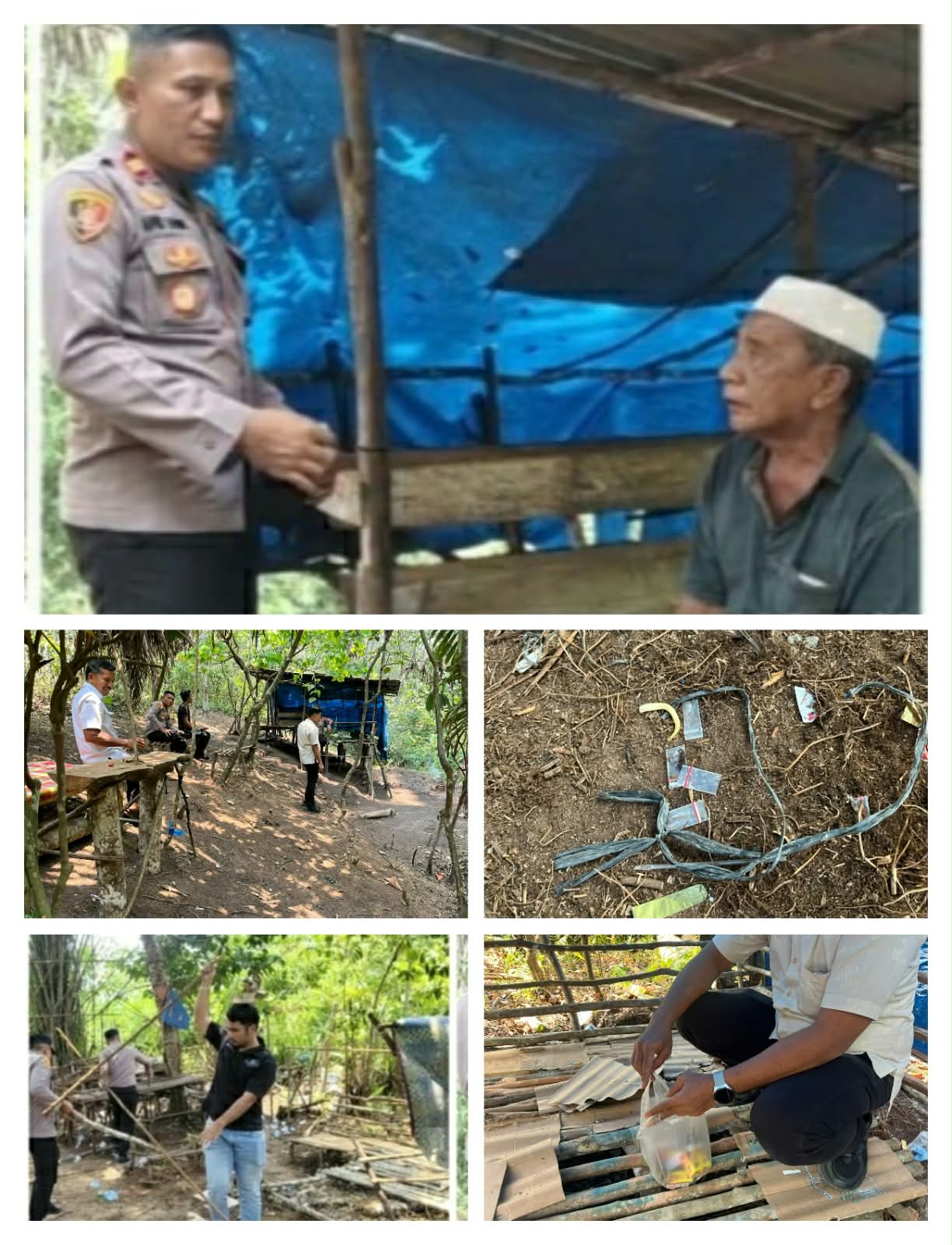 Polsek Sungai Kanan Laksanakan GSN Bongkar Pondok Diduga Tempat Penyalahgunaan Narkoba di Desa Sabungan.