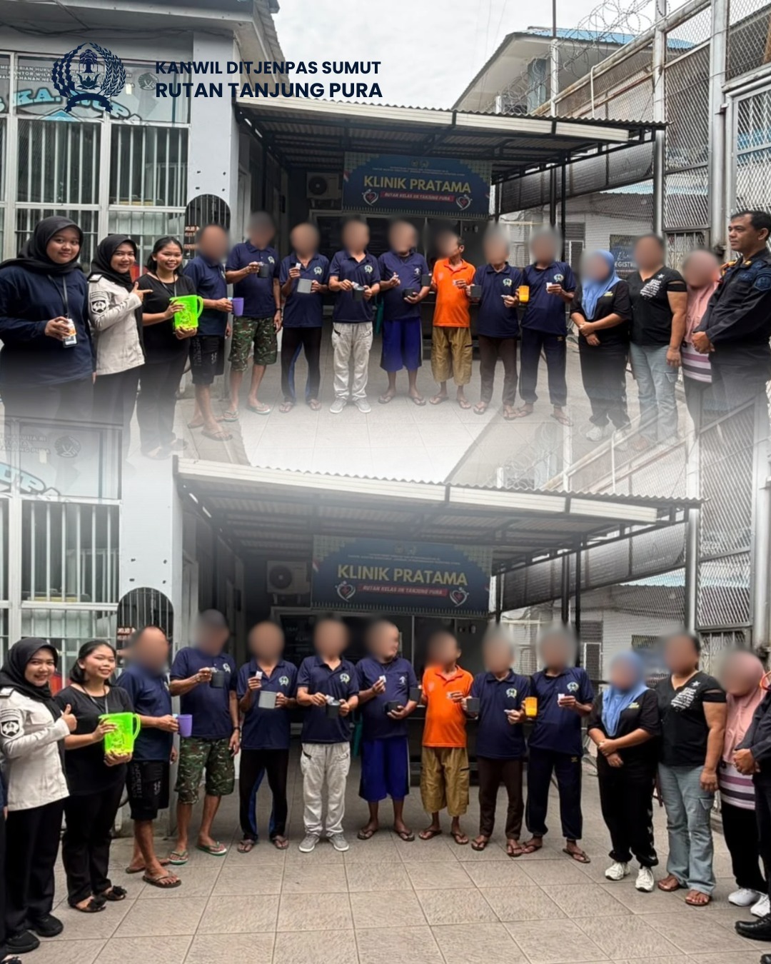 Rutan Tanjung Pura Kembali Gelar Senam Lansia Dipandu Peserta Magang, Dilanjutkan Pembagian Susu, Vitamin dan Cek Tensi bagi Warga Binaan Lansia.